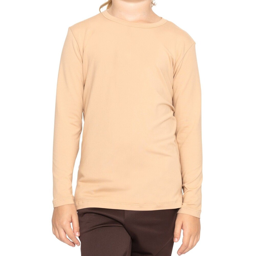 Girl's Stretch Is Comfort, Oh So Soft Long Sleeve Top Beige 3XL. New